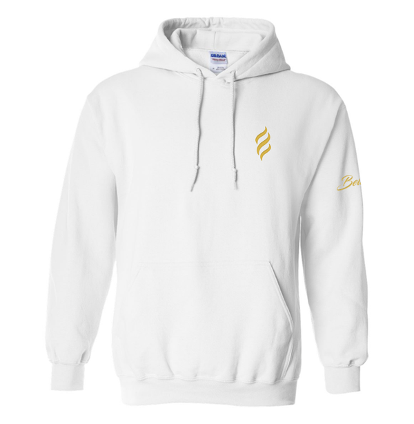 Belair White Color Flame Design Unisex Hooded Sweatshirt